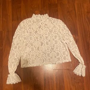 Cropped white lace overshirt